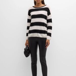 NEW NWT Neiman Marcus Cashmere Collection black & white striped sweater XS $398